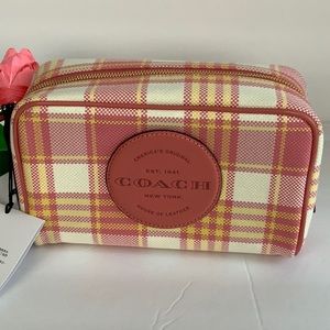 COACH Dempsey Boxy Cosmetic Case Plaid Print
